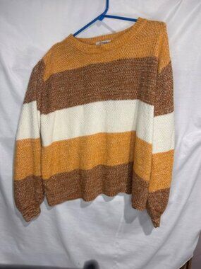 Zenana Stripped Yellow & Cream Sweater